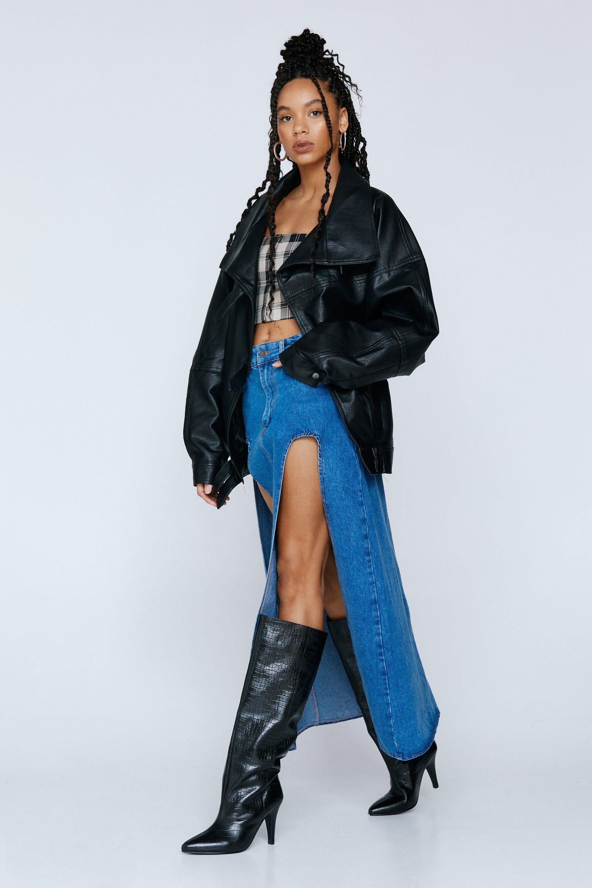 Black denim hotsell skirt nasty gal